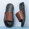 Men'S Genuine Faux Leather Slip-On Sandals - Breathable, Lightweight Casual Shoes