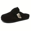Men'S Stylish Black Slip-On Loafers with Metal Buckle Strap