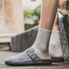 Light Luxury Embroidered Letter Slip-On Slippers with Adjustable Metal Buckle Strap, Softwood Non-Slip Sole & Wave Dolphin Print