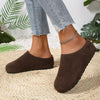 Unisex Comfortable Thick-Sole Mules - Casual Round-Toe Slip-On Shoes with Fabric Upper & PU Sole