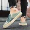 Vintage Style Slip-On Loafers - Colorful Knitted Embroidery, Breathable Fabric Upper, Cushioned EVA Insole, Non-Slip Rubber Sole, Round Toe Design