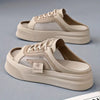 Breathable Mesh Skate Shoes - Comfortable Lace-Up Flat Sandals with Open Toe Design