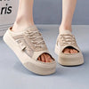 Breathable Mesh Skate Shoes - Comfortable Lace-Up Flat Sandals with Open Toe Design