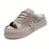 Breathable Mesh Skate Shoes - Comfortable Lace-Up Flat Sandals with Open Toe Design
