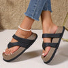 Slip-On Mid-Heel Flip Flops - Open-Toe Synthetic Cover with Rubber Sole