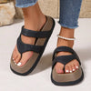 Slip-On Mid-Heel Flip Flops - Open-Toe Synthetic Cover with Rubber Sole