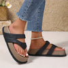 Slip-On Mid-Heel Flip Flops - Open-Toe Synthetic Cover with Rubber Sole