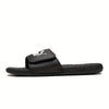 Unisex Breathable Summer Shoes with Closure, White & Black Design, Faux Upper & Rubber Sole