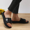 Orthopedic Slide Sandals with Adjustable Hook-and-Loop Strap - Black Open Toe Arch Support Shoes