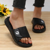 Orthopedic Slide Sandals with Adjustable Hook-and-Loop Strap - Black Open Toe Arch Support Shoes