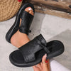 Floral Embossed Slip-On Flat Sandals - Breathable TPU Upper & Lining, Comfortable Rubber Sole, Open-Toe
