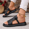 Floral Embossed Slip-On Flat Sandals - Breathable TPU Upper & Lining, Comfortable Rubber Sole, Open-Toe