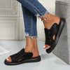 French-Inspired Black Velvet Open-Toe Fishmouth Sandals