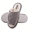 Stylish Plush Lined Home Slippers, Soft Sole Open Toe Adjustment Warm Slippers, Mute Non-slip Indoor Floor Slippers