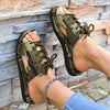 Camouflage Flat Sandals - Comfortable Open-Toe Summer Beach Shoes with Adjustable Laces