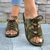 Camouflage Flat Sandals - Comfortable Open-Toe Summer Beach Shoes with Adjustable Laces