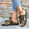 Camouflage Flat Sandals - Comfortable Open-Toe Summer Beach Shoes with Adjustable Laces