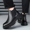 BUBUK Men's Slip-On Ankle Boots with Thick Rubber Sole - Super Fiber Synthetic, PU Lined Comfort