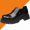 High-End Thick-Soled Genuine Faux Leather Business Shoes for Men from France, Featuring a Korean-Style Round Toe And Derby Design