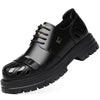 High-End Thick-Soled Genuine Faux Leather Business Shoes for Men from France, Featuring a Korean-Style Round Toe And Derby Design