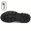 KJ French-Inspired Men'S Derby Shoes, 6Cm/8Cm Thick Sole, Casual Chunky Platform Sneakers, Solid Color, Split Cow Genuine Faux Leather Upper, Round Toe, Lace-Up, Rubber Sole, Genuine Faux Leather Lining & Insole