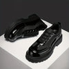 British Style Thick Sole Black Casual Shoes, Simple and Fashionable, Perfect for All Seasons, Featuring a Round Toe, Lace-Up Closure, and Fabric Lining