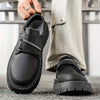 Men's Formal & Casual Derby Shoes - Quick-On Zipper Closure, Glossy Black -like Upper, Non-Slip PVC Sole