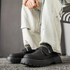 Men's Formal & Casual Derby Shoes - Quick-On Zipper Closure, Glossy Black -like Upper, Non-Slip PVC Sole