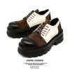 Thick-Soled Derby Shoes with a Unique Design, Featuring a Combination of And Other Materials, Offering a 7Cm Height Increase.
