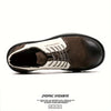 Thick-Soled Derby Shoes with a Unique Design, Featuring a Combination of And Other Materials, Offering a 7Cm Height Increase.