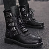 Men's Retro Motorcycle Boots - Thick Sole, Lace-Up