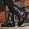 Men's Retro Motorcycle Boots - Thick Sole, Lace-Up