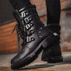 Men's Retro Motorcycle Boots - Thick Sole, Lace-Up