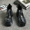 Men'S Stylish Black Chelsea Boots with Thick Sole - Slip-On, Round Toe, Faux Upper