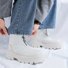 Men's Slip-On Ankle Boots with Thick Rubber Sole for Height - & Fabric Upper, Zipper Closure, Round Toe