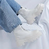 Men's Slip-On Ankle Boots with Thick Rubber Sole for Height - & Fabric Upper, Zipper Closure, Round Toe