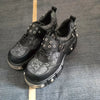 Punk Style Derby Shoes with Metal Studs & Buckle Closure - Thick Platform Sole for Height, Upper & Rubber Outsole