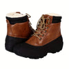 Duckbill Snow Boots with 3m Insulated Lining, Brown & Black TPR Sole, Lace-Up Ankle Boots