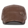 Elegant Retro Gentlemen Beret Hat, PU Leather Leisure Snapback Cap