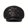 Embossed Leather Duckbill Cap with Sheepskin Print, European and American Artist Hat