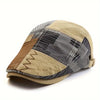 Vintage Mens Patchwork Newsboy Cap: Adjustable 56-60cm (22-23.6inch) - Cotton, Fashionable, Woven