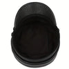 Genuine Leather Cap with Eagle & Star Embossed Design - Black Punk Style Flat Top Hat