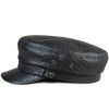 Elegant Crocodile-Textured Genuine Leather Sheepskin Leather Flat Cap
