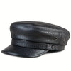 Elegant Crocodile-Textured Genuine Leather Sheepskin Leather Flat Cap