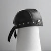 Punk Black PU Leather Pirate Hat, Skull Decor Turban Hat, Halloween Christmas Cosplay Outfit Photo Props, Bar Club Rave LARP Party Supplies, Stage Performance Accessories