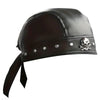 Punk Black PU Leather Pirate Hat, Skull Decor Turban Hat, Halloween Christmas Cosplay Outfit Photo Props, Bar Club Rave LARP Party Supplies, Stage Performance Accessories