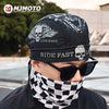 MJMOTO M13 Pirate Skull Motorcycle Cap - Black Polyester, Breathable, Vintage Design with Eagle & Skull Embroidery, "Ride Fast Live Hard" Print