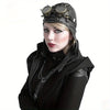 Black Steampunk Motorcycle Hat with Golden Accents & Adjustable Strap - Pilot Style