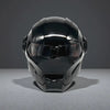 Glossy Black Motorcycle Helmet with Integrated Visor & Ventilation System - Aerodynamic Design, Ergonomic Fit, Durable ABS Material for Road & Track Use, Motorcycle Riding Gear, Sleek Glossy Finish, Modern Motorcycle Helmet