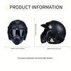 KCO Vintage Motorcycle Helmet, 3/4 Open Full Coverage, PU Leather, Windproof Dustproof, Breathable, Commuter Safety Cap with Ear Protection, Unisex, Includes Goggles